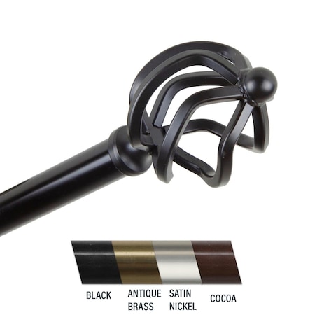 Central Design Giro 0.81 in. Curtain Rod; 66-120 in. - Black 4842-662